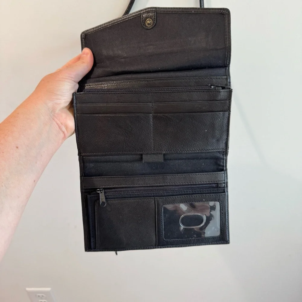 Fossil Tri‎ Fold Black Leather Wallet Bag